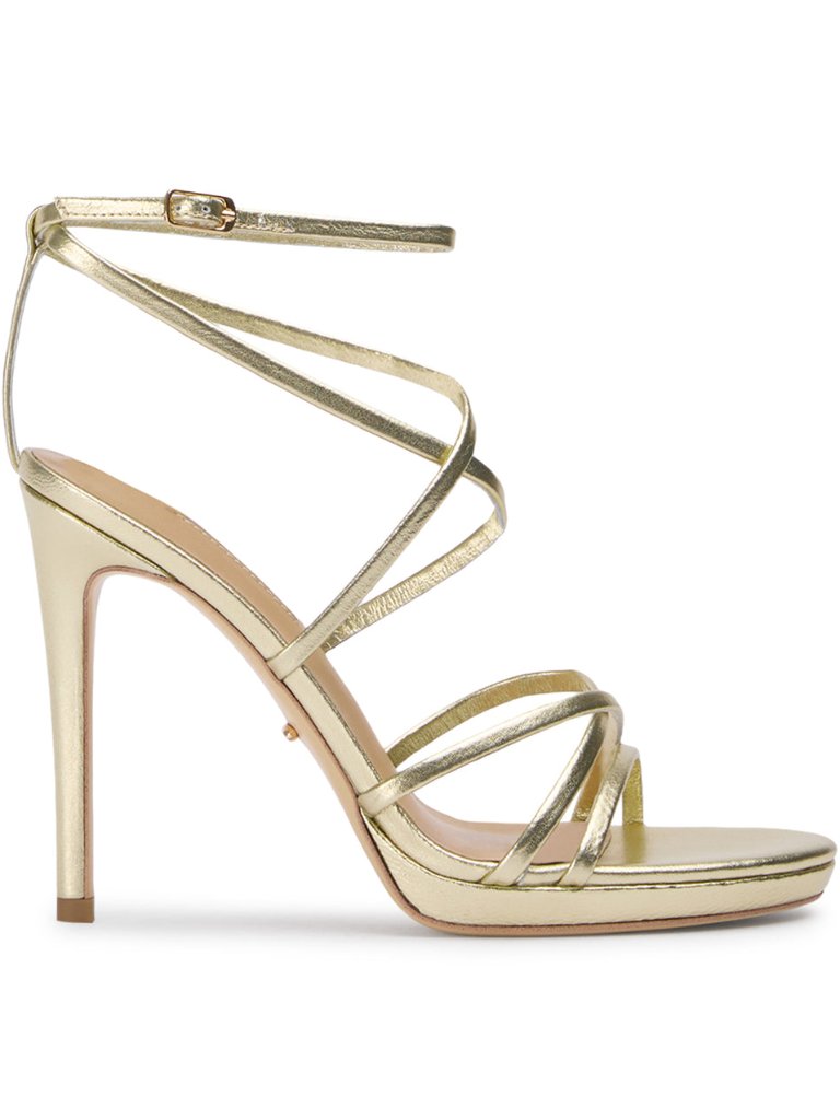 Tony Bianco Sass Sandal In Gold Nappa Metallic Strappy High Heel Open Toe